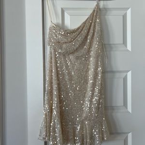 One shoulder sequin dress